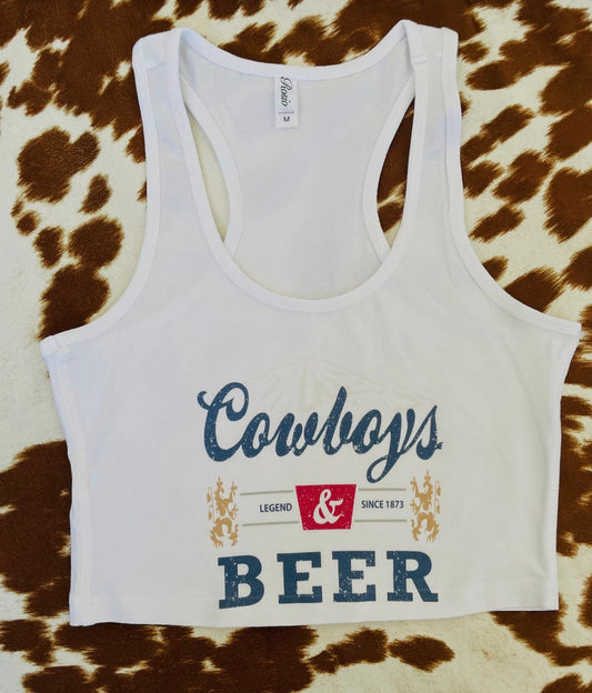 Cowboys and Beer Cropped Tank