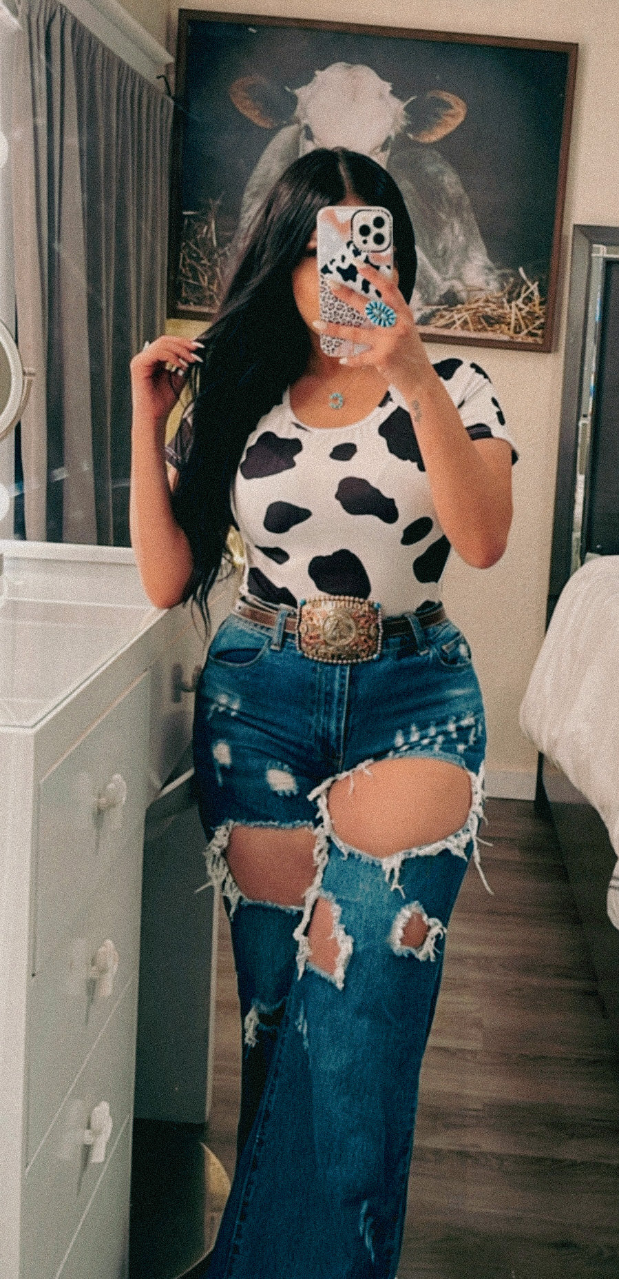 Cow Print Crop Top